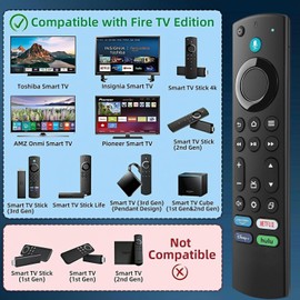 New Voice TV Remote for NS-RCFNA-21 Controller, Replacement for Insignia Smart TVs, Replacement for Toshiba TVs, for AM-Z 2-Series, 4-Series, Omni