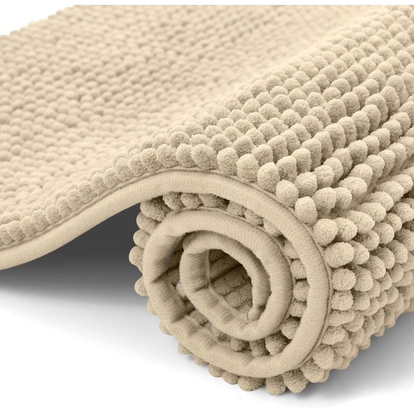 OLANLY Chenille Bath Mat, Non-Slip Bathroom Rug, Soft Bath Mat,