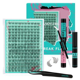 Lash Clusters Kit 160PCS Natural Eyelash Extension Kits with White Bond and Seal, Eyelash Glue Remover and Applicator, Invisible Lashes Wide Band Cluster Eyelash Cluster Kit(Lavendy,D-Mix8-16mm)