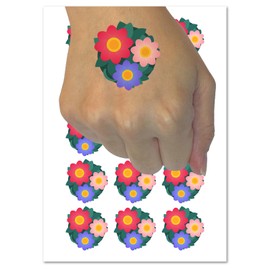 Flower Trio Temporary Tattoo Water Resistant Fake Body Art Set Collection - 54 1" Tattoos (1 Sheet)