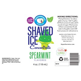 Spearmint Shaved Ice and Snow Cone Flavor Concentrate 4 Fl Ounce Size