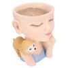 Flower Pot Girl and Dog Cute Style Bottom Drainage Hole