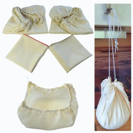 Edel Living Straining Cloth with Drawstring, Cheesecloth, Reusable, Made of Unbleached 100% Cotton, Pack of 4, 50 x 50 cm, Nut Milk Bags for Filtering Food