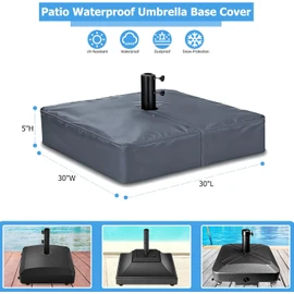 Rileytee Patio Umbrella Base Cover,Outdoor Heavy Duty 600D Waterproof Anti-UV Square Umbrella Stand Base Covers (30"L x 30"W x 5"H-Grey)