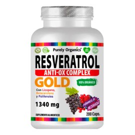 Resveratrol Gold | Antioxidante Complex | 200 Cápsulas | Purely Organics