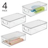 mDesign Plastic Storage Bin Box Container with Lid and Built-in