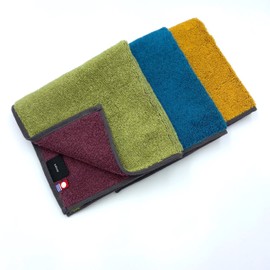 Imabari Towel Hand Towel Japanese Traditional Colors 34 cm x 35 cm Blue Green Yellow Set of 3 Made in Japan Imabari Gentle Touch Commercial Towel for Beauty Salting Kitchen Towel Reversible 100%
