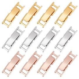 PH PandaHall Pack of 12 18K Gold-Plated Bracelet Extenders 3 Colours Necklace Extender Foldover Extension Jewellery Clasps for DIY Jewellery Crafts Making