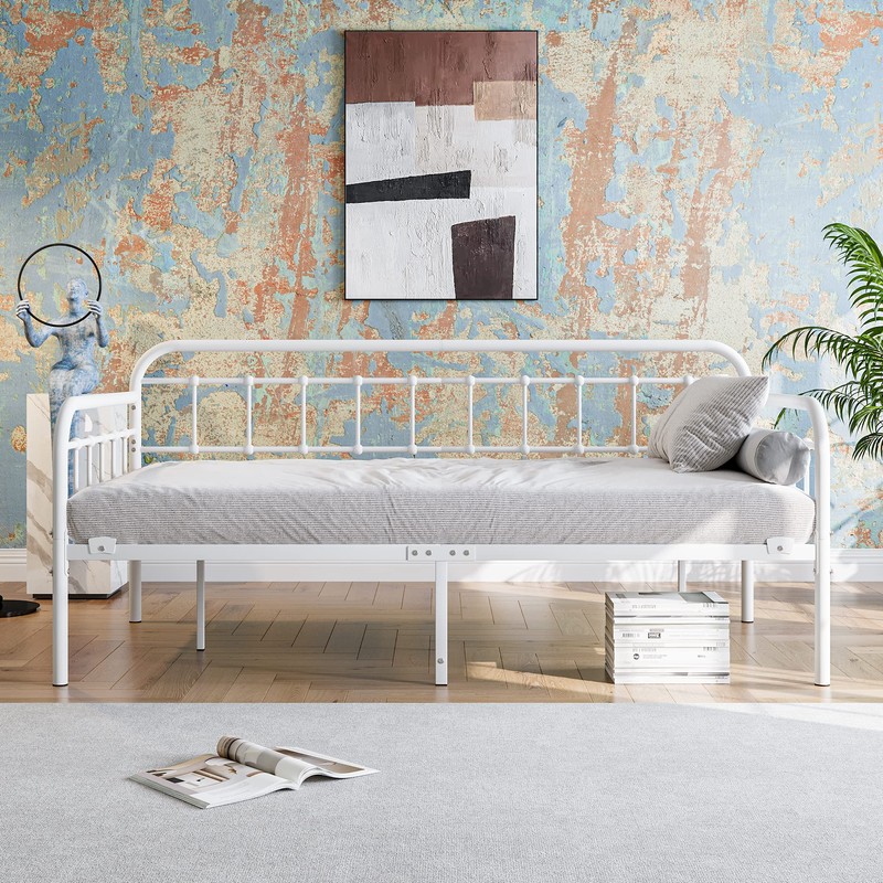 JURMERRY Metal Daybed Frame Twin Size with Steel Slats Platform
