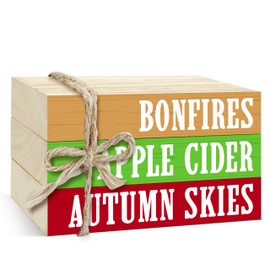 3 Pcs Fall Decorative Books for Home Decor, Mini Faux Books Decoration, Autumn Wooden Books Tiered Tray Decor, Stacked Books for Decorating Living Room Coffee Tables Bookshelf Fireplace（35）