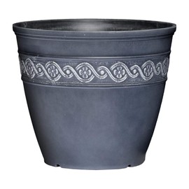 Classic Home and Garden Corinthian Resin Planter Pot - Outdoor & Indoor Plant Pot - Round Planter for Plants & Flowers (13" Storm Gray, Pack of 1)