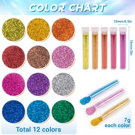 MAQIHAN 36 PCS Ultra Fine Glitter for Crafts - Glitter Powder Rainbow Glitter Glitter for Slime Nail Glitter Craft Glitter for Resin Glitter for Body Hair Face Glitter Bulk Glitter Set of 12 Colors