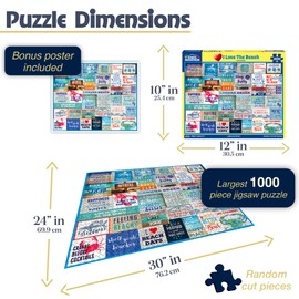 White Mountain I Love The Beach Puzzle 1000 Piece Vintage Summer Jigsaw Puzzles for Adults and Families