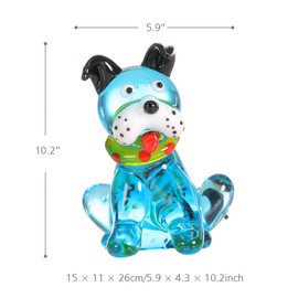 Tooarts Blue Dog Mini Glass Sculpture Figurine Gifts Glass Ornament Animal Figurine Handblown Home Decor
