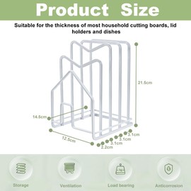 LIMITADA Chopping Board Rack White Chopping Board Holder Stand Chopping Board Holder Pot Lid Holder Chopping Board Organiser Stand Pot Pan Lid Holder for Kitchen