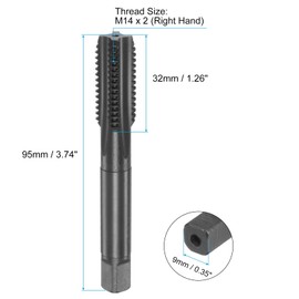sourcing map Metric Thread Tap M14 x 2 H2 Nitride Coated Straight Flute Screw Thread Milling Machine Taps Threading Tapping Repair Tool