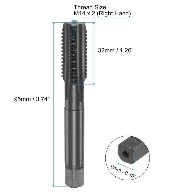 sourcing map Metric Thread Tap M14 x 2 H2 Nitride