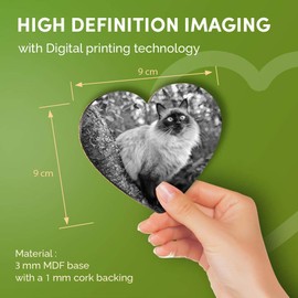 Destination Vinyl ltd Great Coasters (Set of 4) Heart - BW - Balinese Cat in Tree Eyes Drink Glossy Coasters/Tabletop Protection for Any Table Type #36729