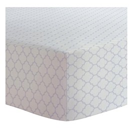 Kushies Change Pad Fitted Sheet Terry, White/Lilac Ornament