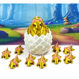 10pcs 3D Printed Axolotl with Eggs, Articulated Gold Fidget Axolotl, Tiny Mini Animal Gift Idea, Birthday Party Decorations, MA001-GOLD-WGE