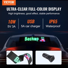 VEVOR Programmable LED Sign, P6 Full Color LED Scrolling Panel, DIY Scoreboard, Bluetooth App Control, Text, Pattern, GIFs Message Shop Sign 68 x 12 cm