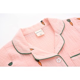 ACESTAR Toddler Baby Girl Pajama Set, Boys Long Sleeve 100% Cotton Sleepwear 2 Piece Pjs Set for Kid - Button Down Loungewear (Light Pink Carrot, 7T)