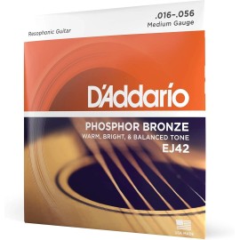 D'Addario Phosphor Bronze Resophonic Guitar Strings EJ42 - 6 String 16-56 Medium