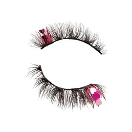 Luvly Lotus False Lash Wispy Dramatic Fluffy Strip Decorative Lashes Party, Cosplay, Valentine's Day, Pink, Red, Glitter, Heart, Voluminous, Natural, Short, Long (Pink, 10-15mm)