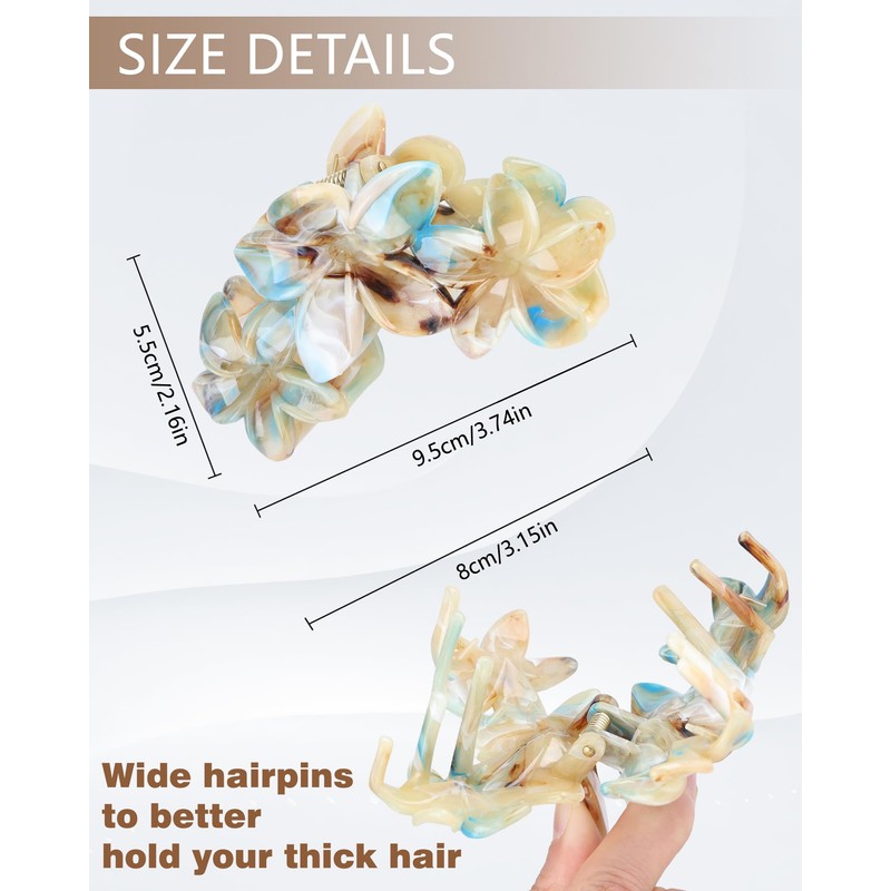 lulir Hair Clip Large 4 Pieces Flower Hair Clips Women's