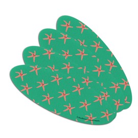 Glam Starfish Tropical Pattern Double-Sided Oval Nail File Emery Board Set 4 Pack