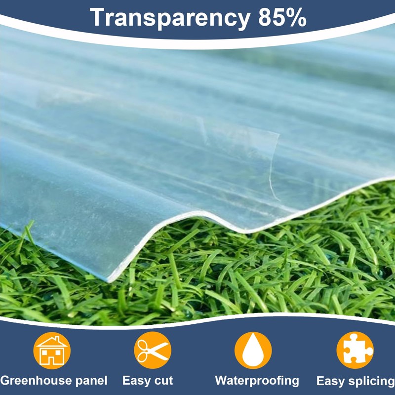 Clear Polycarbonate Roofing Sheet, Splicable Corrugated Plastic UV Resistant Greenhouse