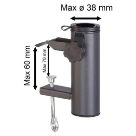 Grey Metal Balcony Umbrella Clamp | Parasol Holder For Balcony Railing Umbrella Bracket For Patio Table | Clamp Umbrella Holder