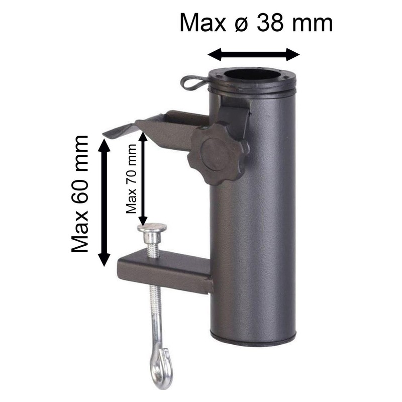 Grey Metal Balcony Umbrella Clamp | Parasol Holder For Balcony