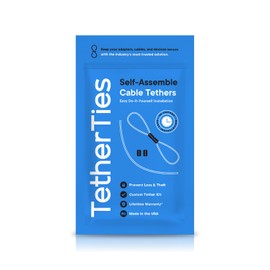 TetherTies Cable Organization, DIY Tether Kit - Customizable Cable Tethers for Computers, Adapters & Dongles - Easy Self Installation Tether Cables with Free Crimping Tool (White 10 Pk, 12 inch)