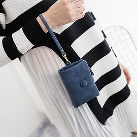 UTO Wallet for Women Leather Vegan Small Card Holder Zipper Coin Purse with Wristlet CA