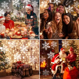 Christmas Projector Lights Outdoor,Avokadol Led Snowflake Light Projector,Holiday Decorations IP65 Weatherproof Snow Projector 360° Adjustable for Spotlights/New Year/Family Party Outdoor Indoor.