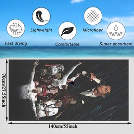 PyrrlicToy Kinder Strandtuch, Strandtuch Football Star-Muster,Stranddecke Saugfähig Leicht Badehandtuch Reisetuch Tragbares Badetuch Groß für Reise, Strand, Sauna（Grau）