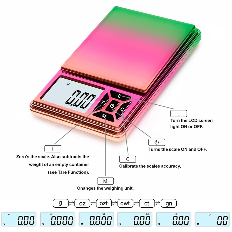 GRAM PRES Digital Pocket Scale 300g/0.01g Accuracy，Small Jewellery Coin Powder