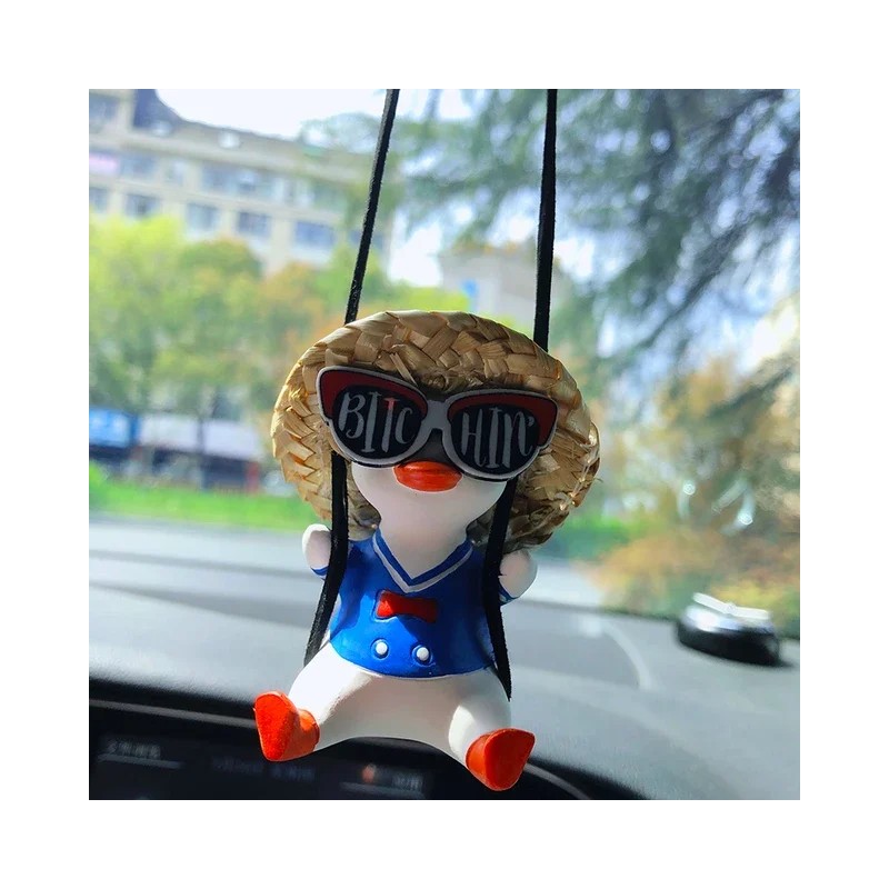 Swinging Duck Car Ornament for Rearview Mirror – Cute Resin