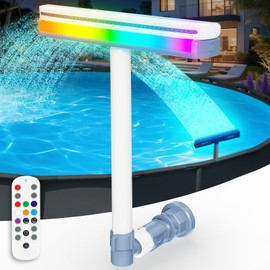 Upgraded Pool Fountain with Remote - 2025 Adjustable Waterfall Pool Sprinkler Fountains with Lights, Rechargeable Spray Water Fountains for Above Ground and Inground Pool for Cooling, White