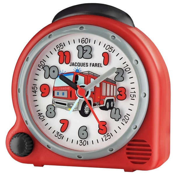 JACQUES FAREL HappySound Kinderwecker mit Melodie Soundwecker Rot mit Feuerwehr