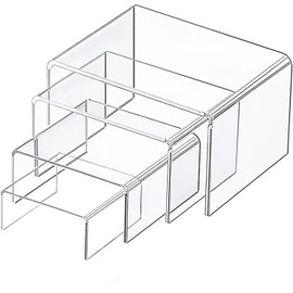 DMJJSD Acrylic Display Risers 4Pcs Clear Acrylic Display Risers 4Sizes Transparent Display Riser Stand for Pop Figures Display, Jewelry Showcase Shelf,Collections Products Display Shel