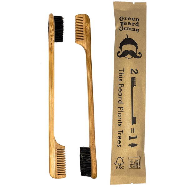 2-in-1 Sapling Mustache Brush & Comb (2-pack) from Green Beard