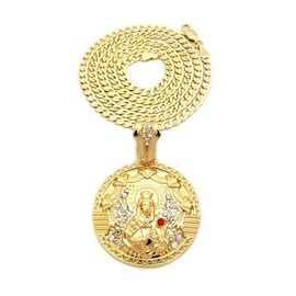 SANTA BARBARA Gold Plated Pendant & 14K Stamped 5mm 20" 24" Miami Cuban Chain Hip Hop Necklace Fashion Jewelry - chain size: 24" CHAIN