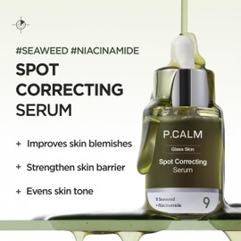 P.CALM Spot Correcting Serum – 9 Types of Seaweed Extract & Niacinamide for Blemish Care, Skin Barrier Strengthening, and Even Skin Tone, Korean Seaweed Serum (30ml / 1.01 fl.oz)