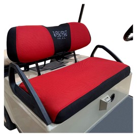 10L0L Golf Cart Seat Covers for Club Car Precedent, Yamaha, Fairplay and Star Models, Large Backrest 3D Air Mesh Fabric Breathable Anti-Slip Washable - Red
