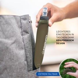 SINOVATI® TPU Foldable Water Bottles, Soft Flask, Water Bottle, BPA-Free Sports Bottle for Hydration Backpack, Bicycle, Hiking, Jogging, Camping and Climbing (Dark Grey, 250 ml x 2)