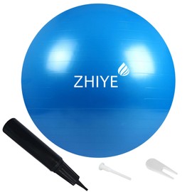 ZHIYE Blue Pilates Ball 75 CM Yoga Exercise Ball Core Fitness Bender, Yoga, Stability, Barre, Training Physical Therapy Swiss Ball Gym Home