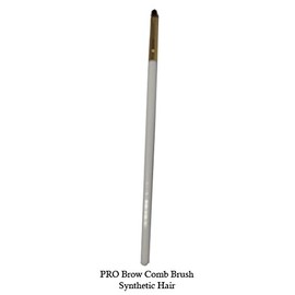 Tootloo Professional High PRO Brow Comb Brush 2-Tone (Dark and a Darker Brown) Synthetic Bristles 6-1/4" Black Wooden Handle. For eye shadow, blush, powder, foundation, and lips. (White)