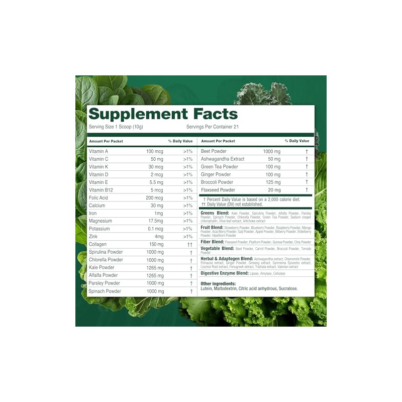 Total Tea Super Greens Powder - Energy & Immunity Boost